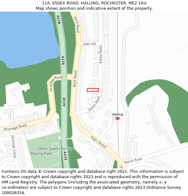 11A, ESSEX ROAD, HALLING, ROCHESTER, ME2 1AU: Location map and indicative extent of plot