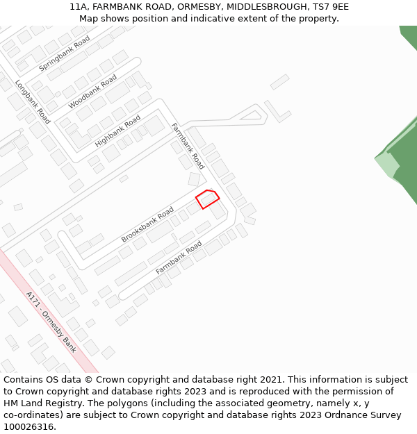 11A, FARMBANK ROAD, ORMESBY, MIDDLESBROUGH, TS7 9EE: Location map and indicative extent of plot