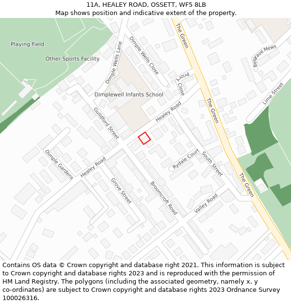 11A, HEALEY ROAD, OSSETT, WF5 8LB: Location map and indicative extent of plot