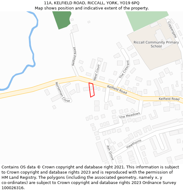 11A, KELFIELD ROAD, RICCALL, YORK, YO19 6PQ: Location map and indicative extent of plot