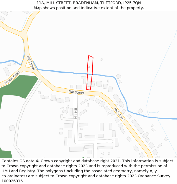 11A, MILL STREET, BRADENHAM, THETFORD, IP25 7QN: Location map and indicative extent of plot