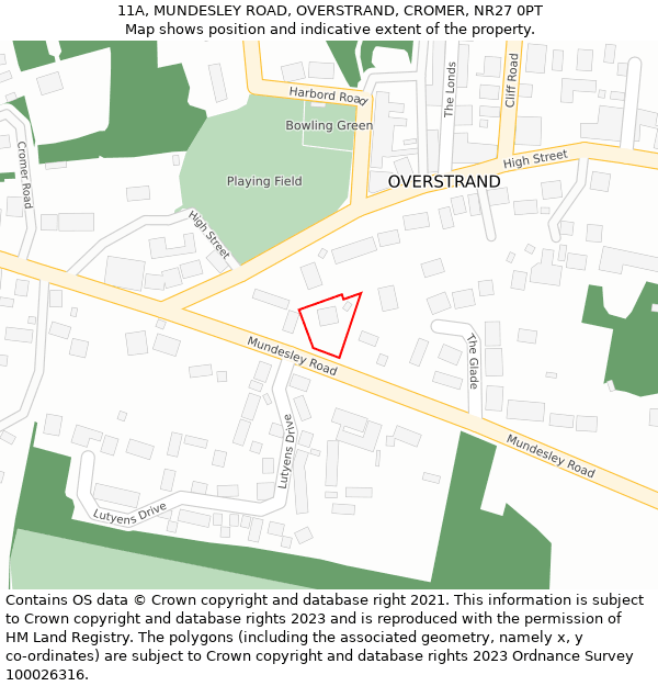 11A, MUNDESLEY ROAD, OVERSTRAND, CROMER, NR27 0PT: Location map and indicative extent of plot