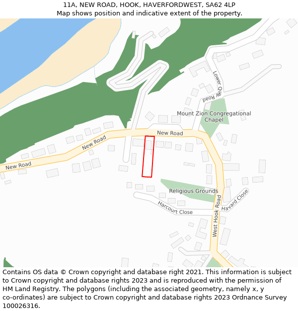 11A, NEW ROAD, HOOK, HAVERFORDWEST, SA62 4LP: Location map and indicative extent of plot