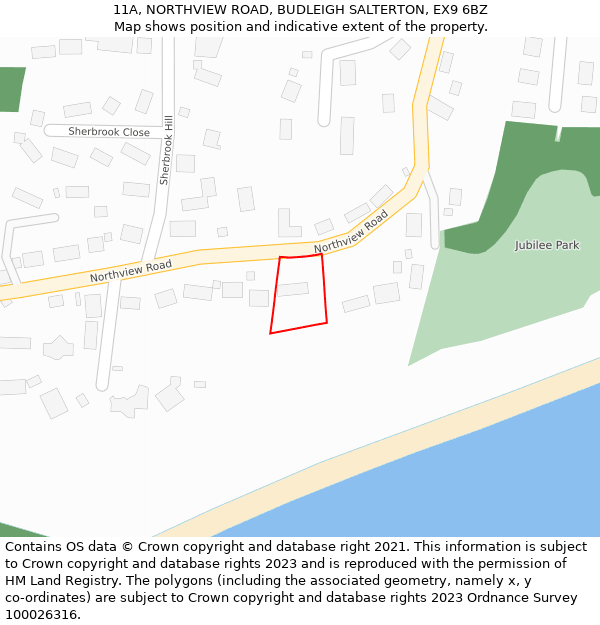 11A, NORTHVIEW ROAD, BUDLEIGH SALTERTON, EX9 6BZ: Location map and indicative extent of plot