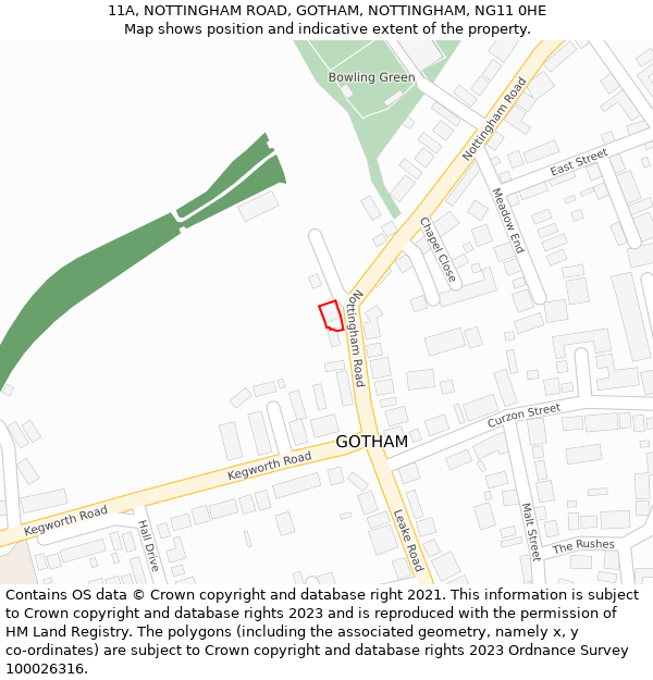 11A, NOTTINGHAM ROAD, GOTHAM, NOTTINGHAM, NG11 0HE: Location map and indicative extent of plot