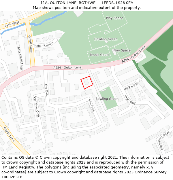 11A, OULTON LANE, ROTHWELL, LEEDS, LS26 0EA: Location map and indicative extent of plot