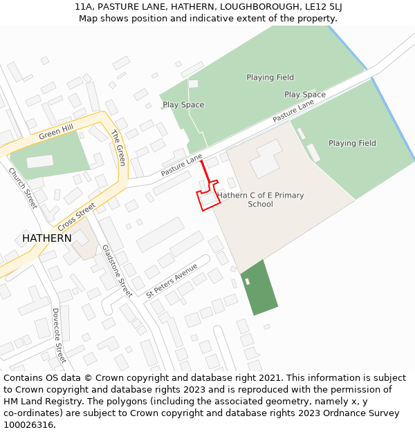 11A, PASTURE LANE, HATHERN, LOUGHBOROUGH, LE12 5LJ: Location map and indicative extent of plot