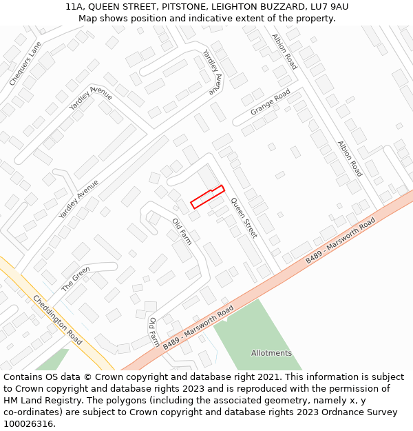 11A, QUEEN STREET, PITSTONE, LEIGHTON BUZZARD, LU7 9AU: Location map and indicative extent of plot
