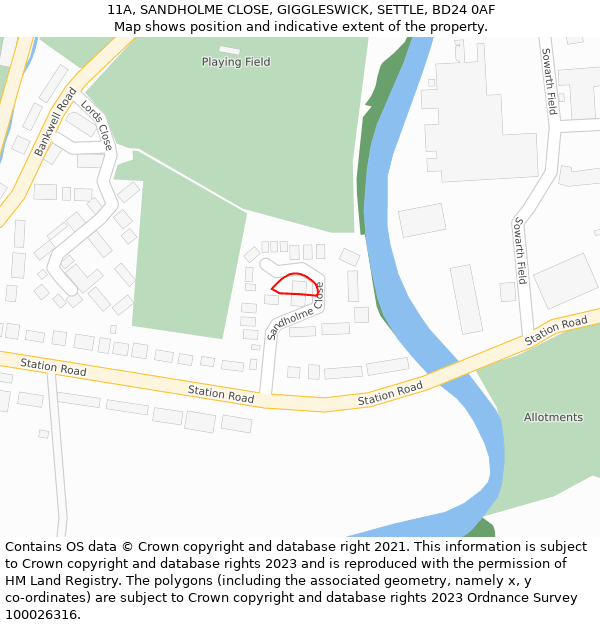 11A, SANDHOLME CLOSE, GIGGLESWICK, SETTLE, BD24 0AF: Location map and indicative extent of plot