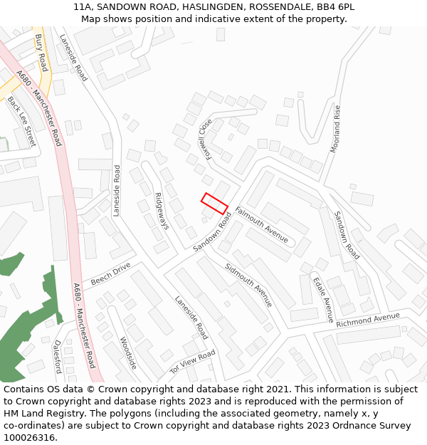 11A, SANDOWN ROAD, HASLINGDEN, ROSSENDALE, BB4 6PL: Location map and indicative extent of plot