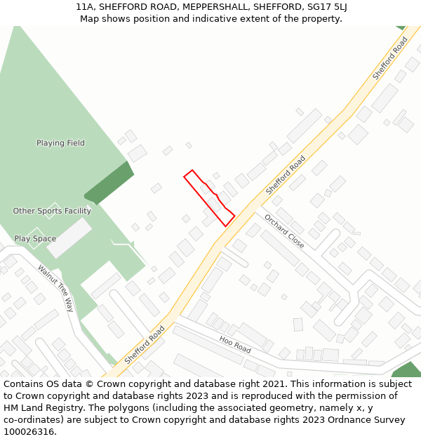 11A, SHEFFORD ROAD, MEPPERSHALL, SHEFFORD, SG17 5LJ: Location map and indicative extent of plot