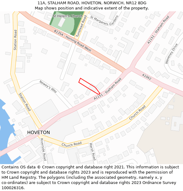 11A, STALHAM ROAD, HOVETON, NORWICH, NR12 8DG: Location map and indicative extent of plot