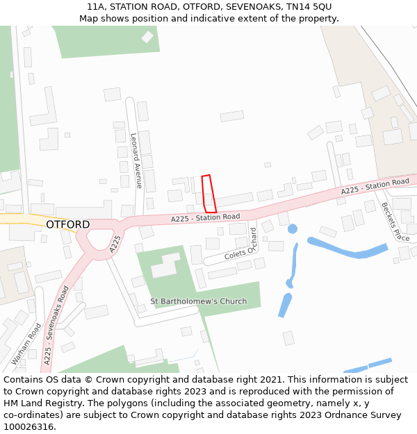 11A, STATION ROAD, OTFORD, SEVENOAKS, TN14 5QU: Location map and indicative extent of plot