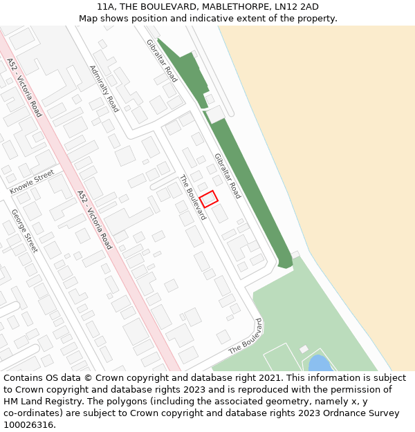 11A, THE BOULEVARD, MABLETHORPE, LN12 2AD: Location map and indicative extent of plot