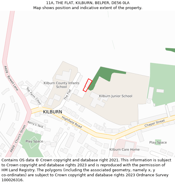 11A, THE FLAT, KILBURN, BELPER, DE56 0LA: Location map and indicative extent of plot