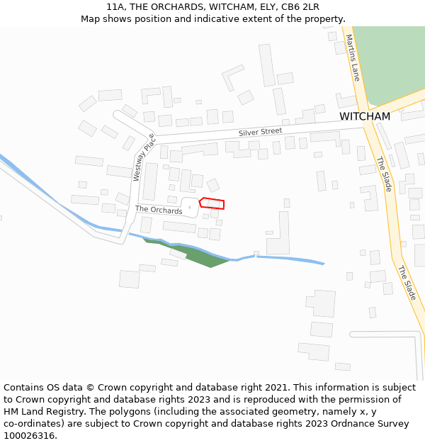 11A, THE ORCHARDS, WITCHAM, ELY, CB6 2LR: Location map and indicative extent of plot