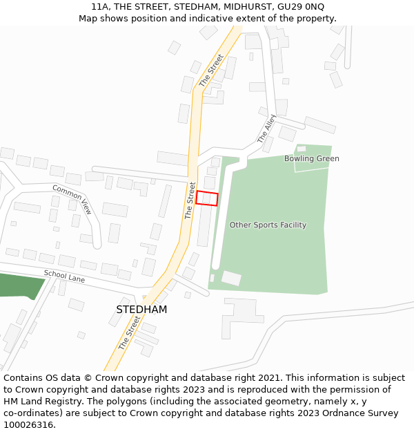 11A, THE STREET, STEDHAM, MIDHURST, GU29 0NQ: Location map and indicative extent of plot