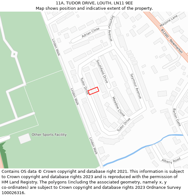 11A, TUDOR DRIVE, LOUTH, LN11 9EE: Location map and indicative extent of plot