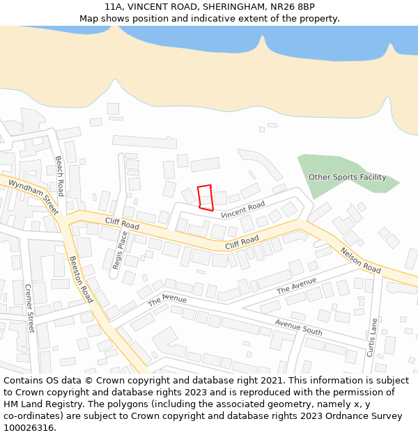 11A, VINCENT ROAD, SHERINGHAM, NR26 8BP: Location map and indicative extent of plot