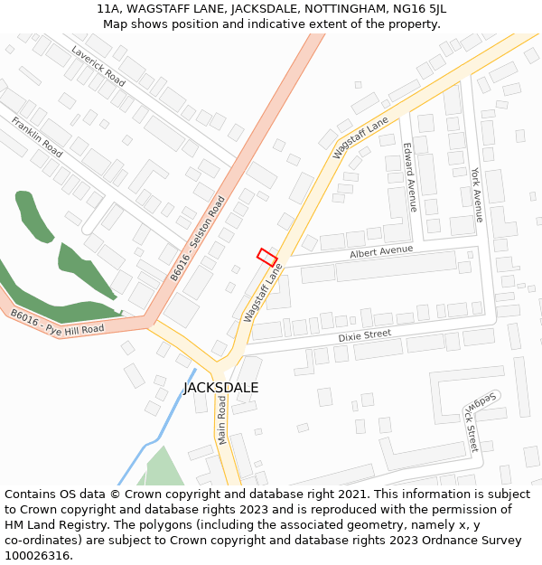 11A, WAGSTAFF LANE, JACKSDALE, NOTTINGHAM, NG16 5JL: Location map and indicative extent of plot