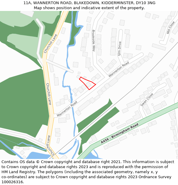 11A, WANNERTON ROAD, BLAKEDOWN, KIDDERMINSTER, DY10 3NG: Location map and indicative extent of plot