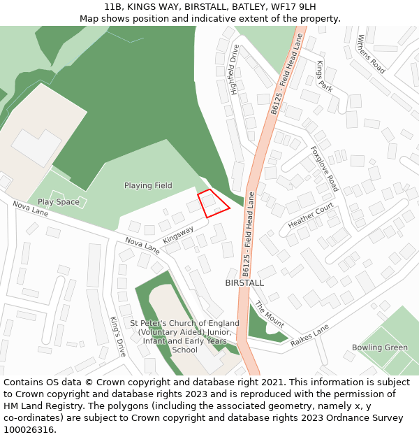 11B, KINGS WAY, BIRSTALL, BATLEY, WF17 9LH: Location map and indicative extent of plot