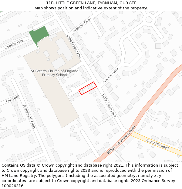 11B, LITTLE GREEN LANE, FARNHAM, GU9 8TF: Location map and indicative extent of plot