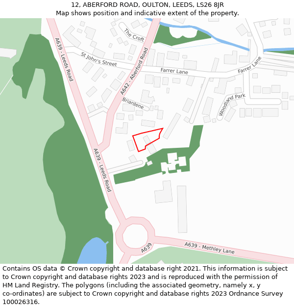12, ABERFORD ROAD, OULTON, LEEDS, LS26 8JR: Location map and indicative extent of plot