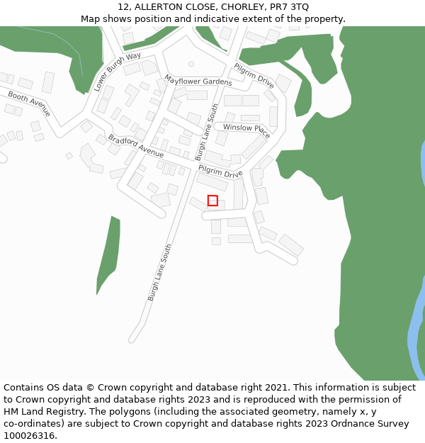 12, ALLERTON CLOSE, CHORLEY, PR7 3TQ: Location map and indicative extent of plot