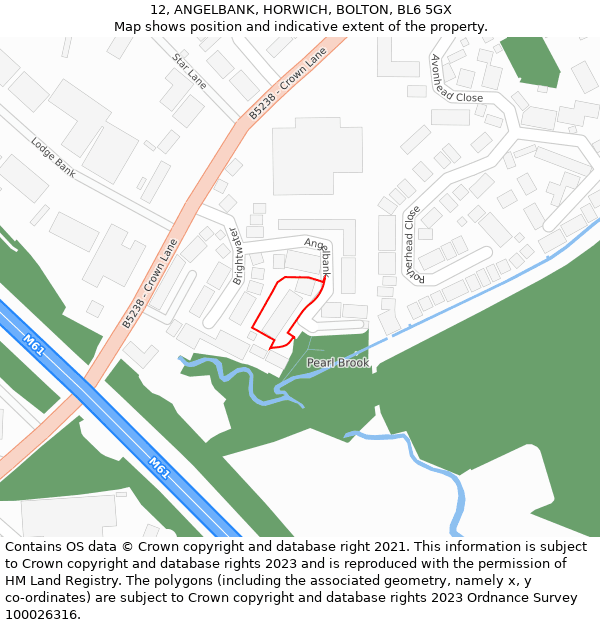 12, ANGELBANK, HORWICH, BOLTON, BL6 5GX: Location map and indicative extent of plot