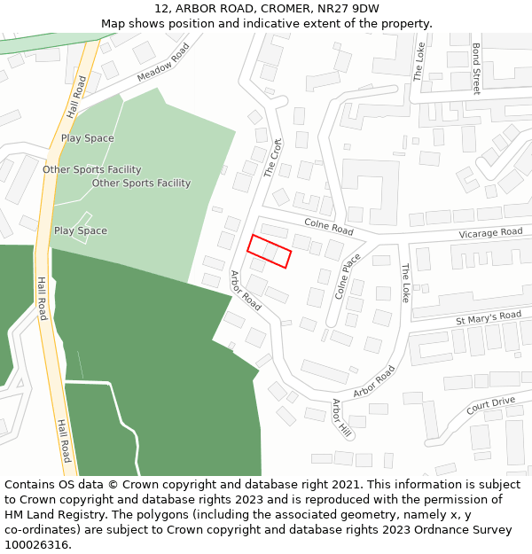 12, ARBOR ROAD, CROMER, NR27 9DW: Location map and indicative extent of plot