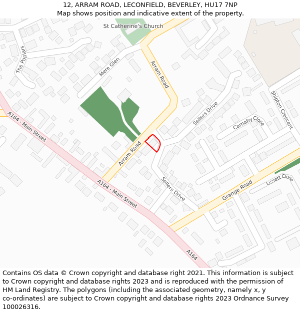 12, ARRAM ROAD, LECONFIELD, BEVERLEY, HU17 7NP: Location map and indicative extent of plot