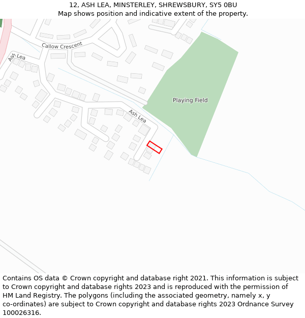 12, ASH LEA, MINSTERLEY, SHREWSBURY, SY5 0BU: Location map and indicative extent of plot