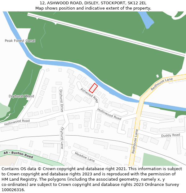 12, ASHWOOD ROAD, DISLEY, STOCKPORT, SK12 2EL: Location map and indicative extent of plot