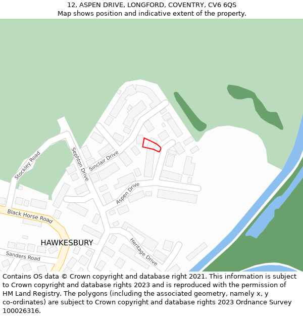 12, ASPEN DRIVE, LONGFORD, COVENTRY, CV6 6QS: Location map and indicative extent of plot