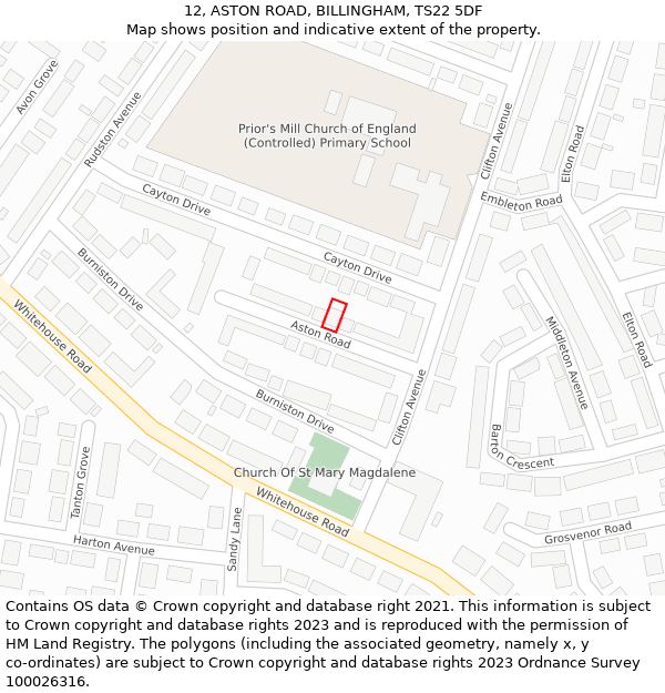 12, ASTON ROAD, BILLINGHAM, TS22 5DF: Location map and indicative extent of plot