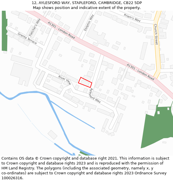 12, AYLESFORD WAY, STAPLEFORD, CAMBRIDGE, CB22 5DP: Location map and indicative extent of plot