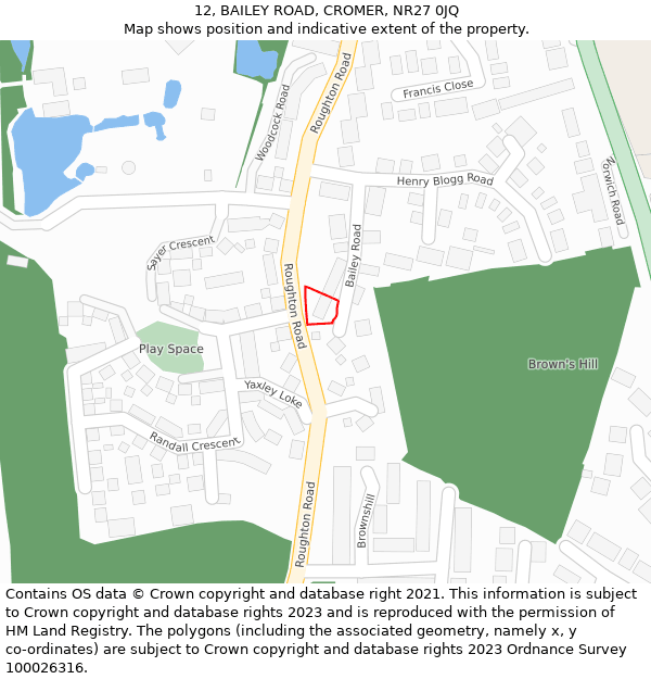 12, BAILEY ROAD, CROMER, NR27 0JQ: Location map and indicative extent of plot