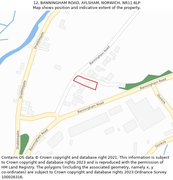 12, BANNINGHAM ROAD, AYLSHAM, NORWICH, NR11 6LP: Location map and indicative extent of plot