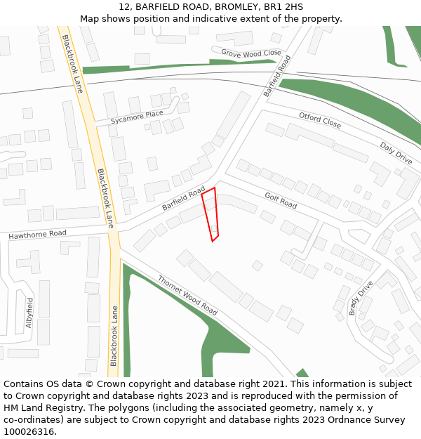 12, BARFIELD ROAD, BROMLEY, BR1 2HS: Location map and indicative extent of plot