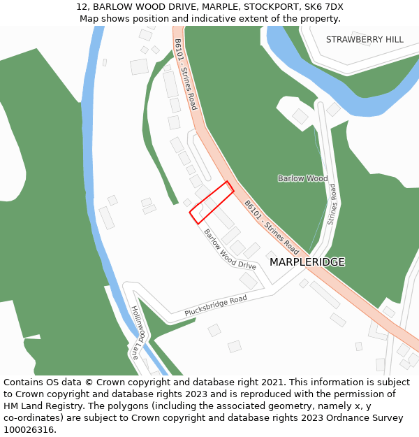 12, BARLOW WOOD DRIVE, MARPLE, STOCKPORT, SK6 7DX: Location map and indicative extent of plot