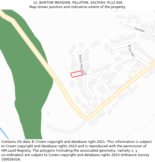 12, BARTON MEADOW, PILLATON, SALTASH, PL12 6SE: Location map and indicative extent of plot