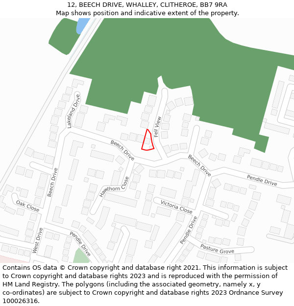 12, BEECH DRIVE, WHALLEY, CLITHEROE, BB7 9RA: Location map and indicative extent of plot
