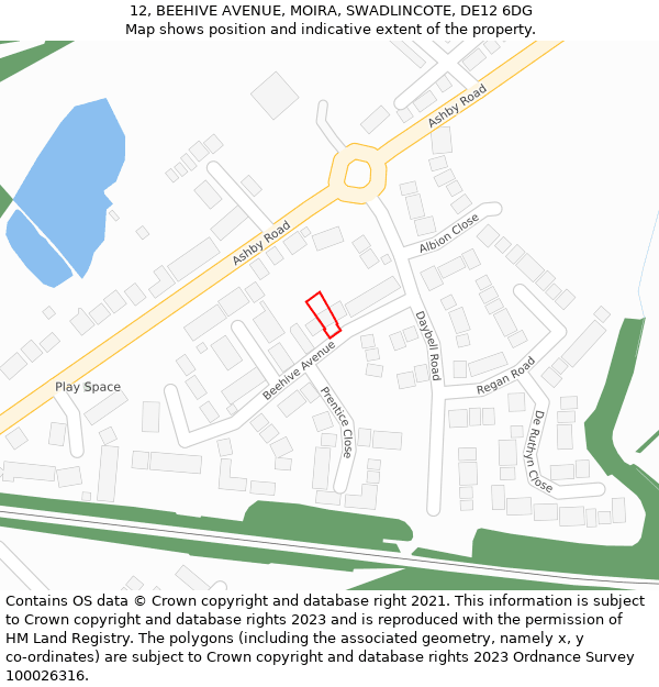 12, BEEHIVE AVENUE, MOIRA, SWADLINCOTE, DE12 6DG: Location map and indicative extent of plot