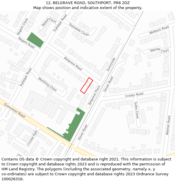 12, BELGRAVE ROAD, SOUTHPORT, PR8 2DZ: Location map and indicative extent of plot