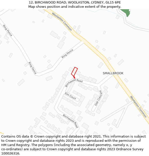 12, BIRCHWOOD ROAD, WOOLASTON, LYDNEY, GL15 6PE: Location map and indicative extent of plot