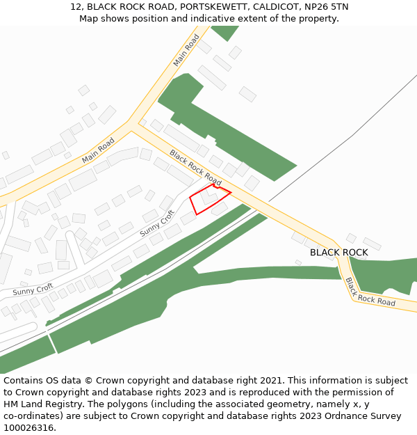 12, BLACK ROCK ROAD, PORTSKEWETT, CALDICOT, NP26 5TN: Location map and indicative extent of plot