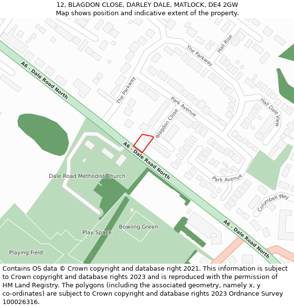 12, BLAGDON CLOSE, DARLEY DALE, MATLOCK, DE4 2GW: Location map and indicative extent of plot