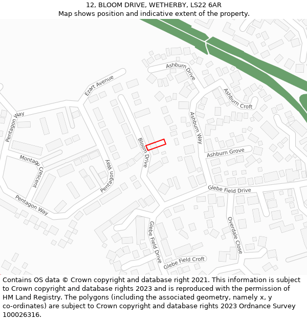 12, BLOOM DRIVE, WETHERBY, LS22 6AR: Location map and indicative extent of plot