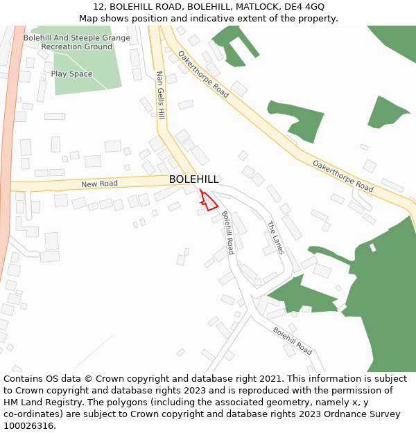 12, BOLEHILL ROAD, BOLEHILL, MATLOCK, DE4 4GQ: Location map and indicative extent of plot